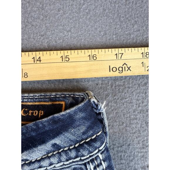 Rock Revival Hettie Crop Straight Stretch 29 Casual Blue Jeans Rhinestone - Picture 5 of 9